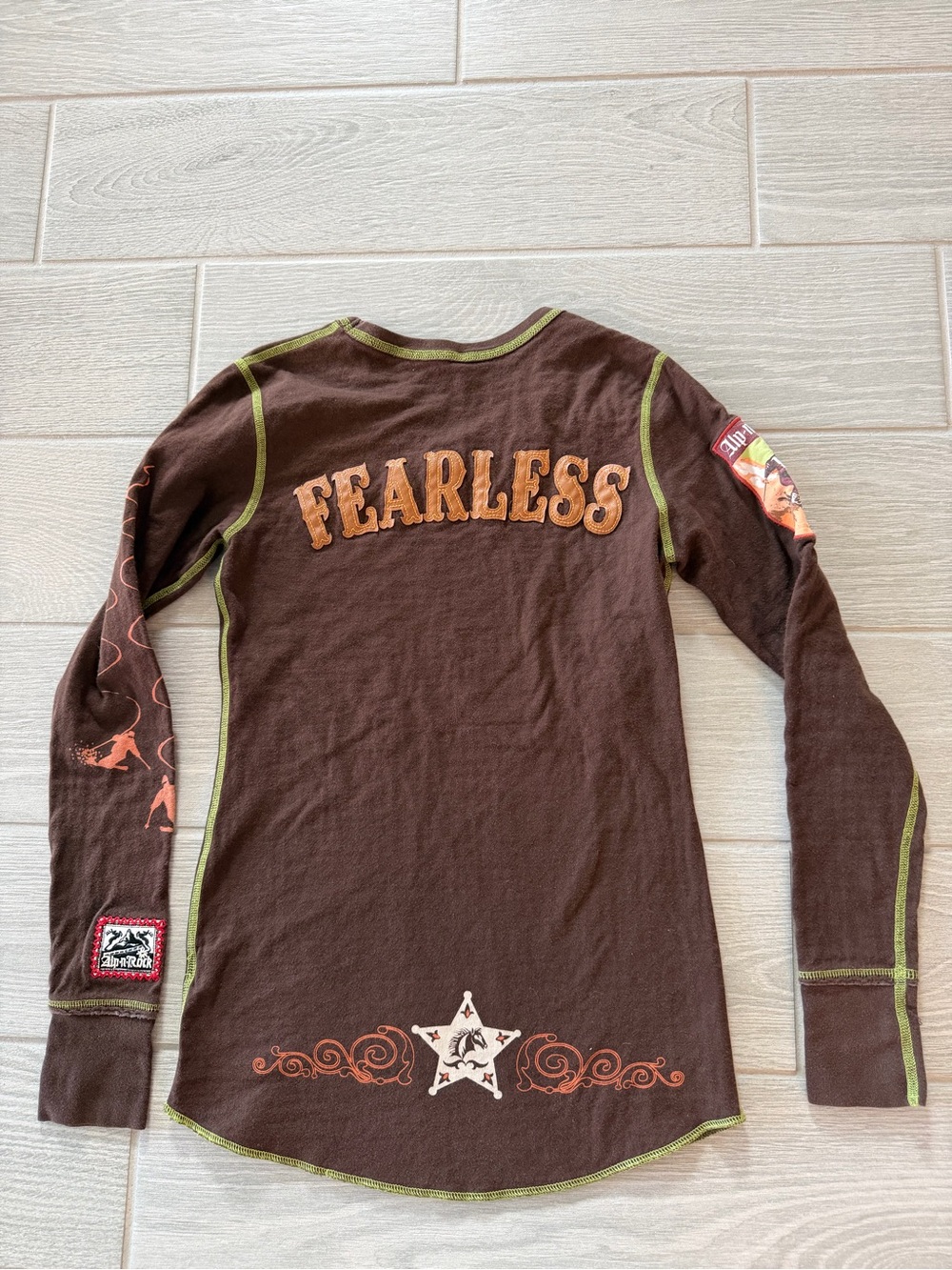 ALP N ROCK Jackson Hole Fearless Long Sleeve Henley Tee Size 2 GUC